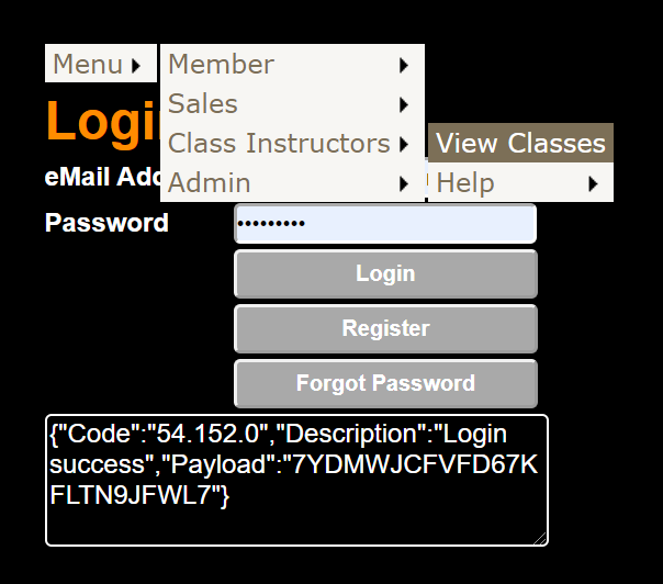 Menu path to view classes