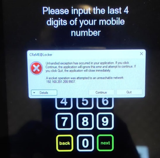 A Network Unreachable error appears on screen