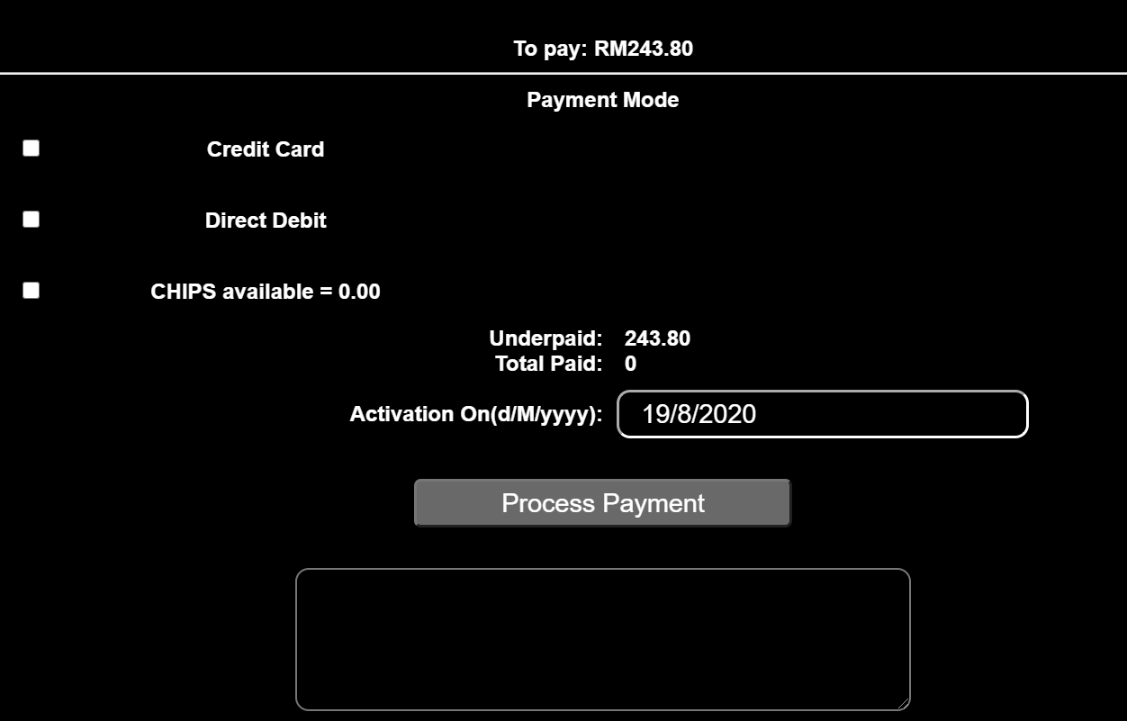 Payment Method options