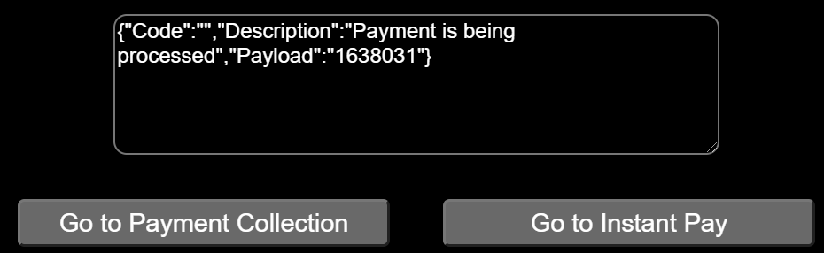 After clicking Process Payment, two buttons appear below the Text Area