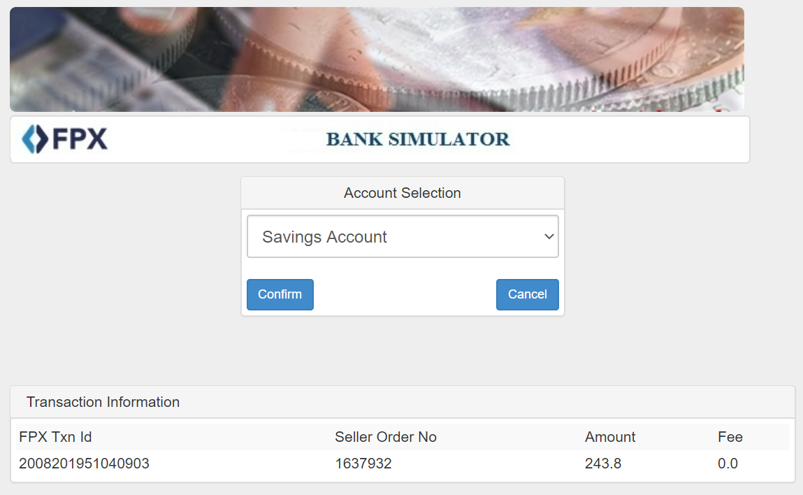 Confirm transaction