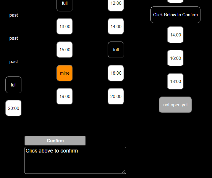 This image shows the location of the Confirm button at the bottom of the section containing the session icons.