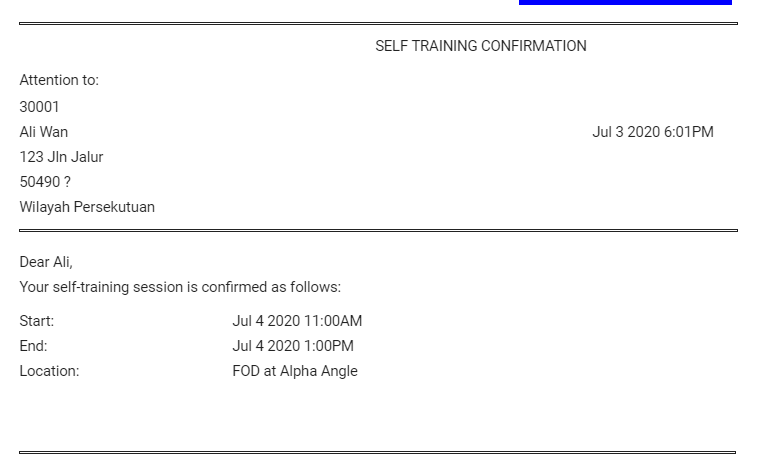 This image shows the booking details in the email.
