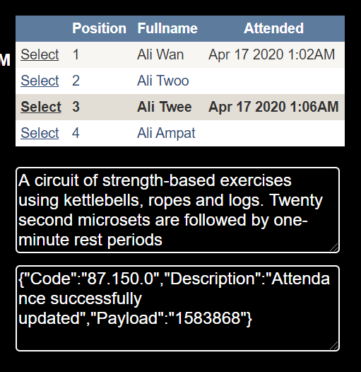 date and time appears on simple list next to Ali TWee