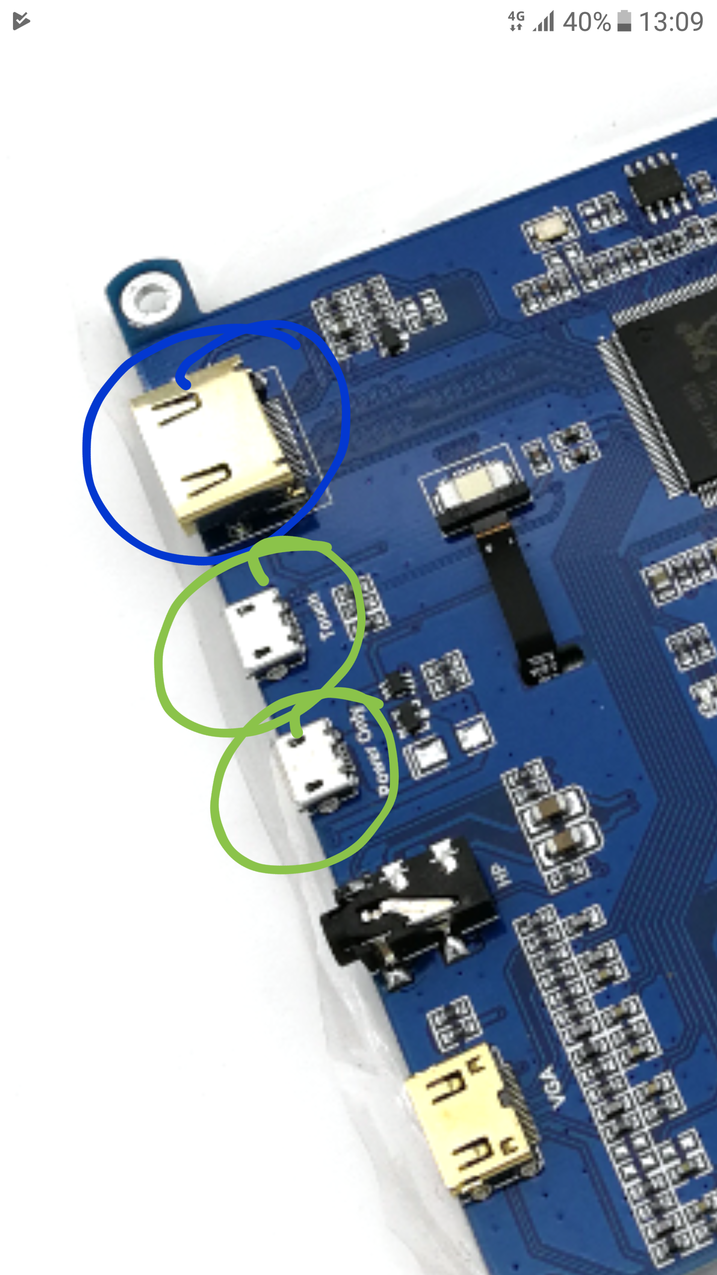 The image shows the 3 connectors found behind the display