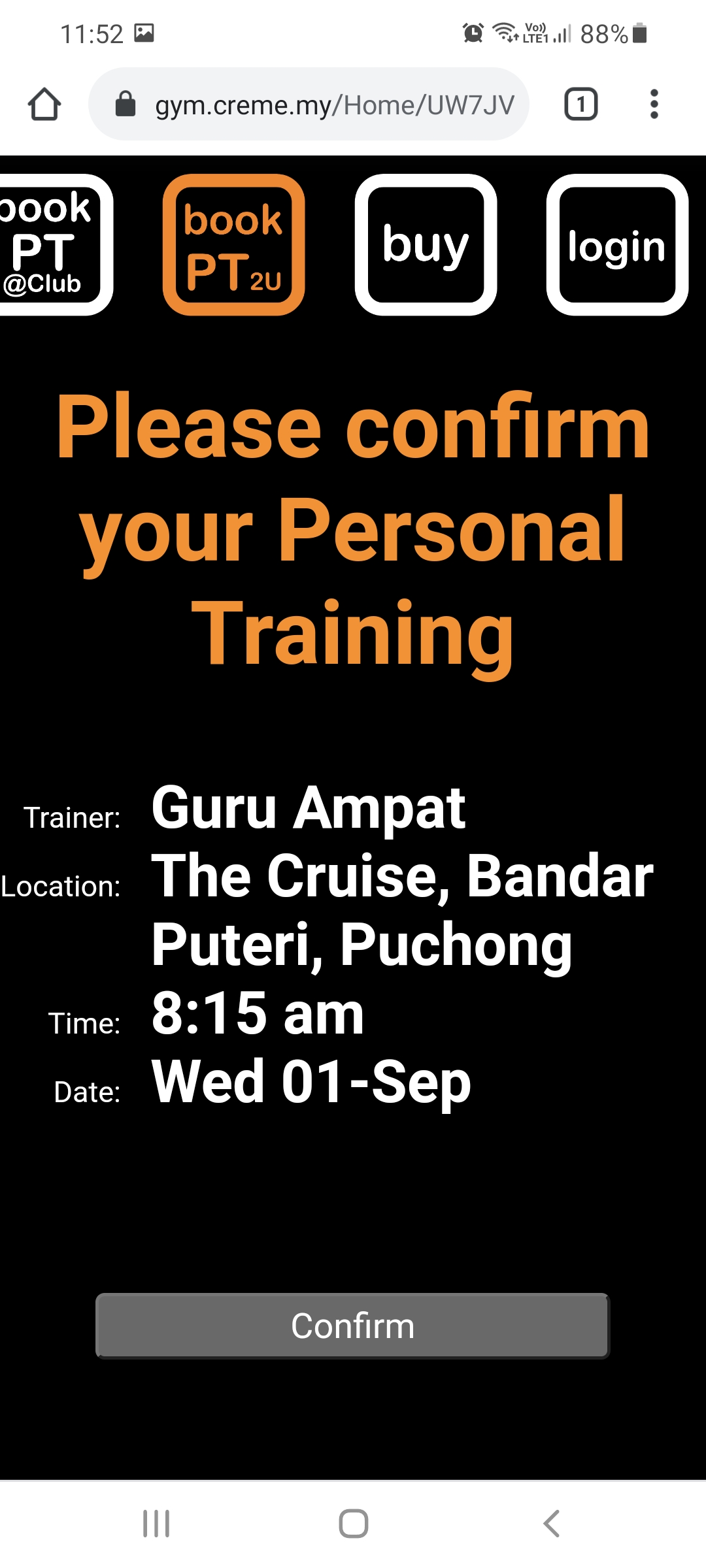 The user is asked to confirm the start time