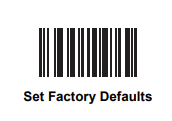 Barcode for factory defaults